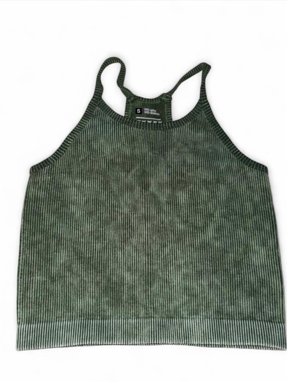 Amazon Essentials Olive Ribbed Racerback Crop Tank